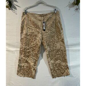 Yansi Fugel Tan Patterned Capri Pants Size 14